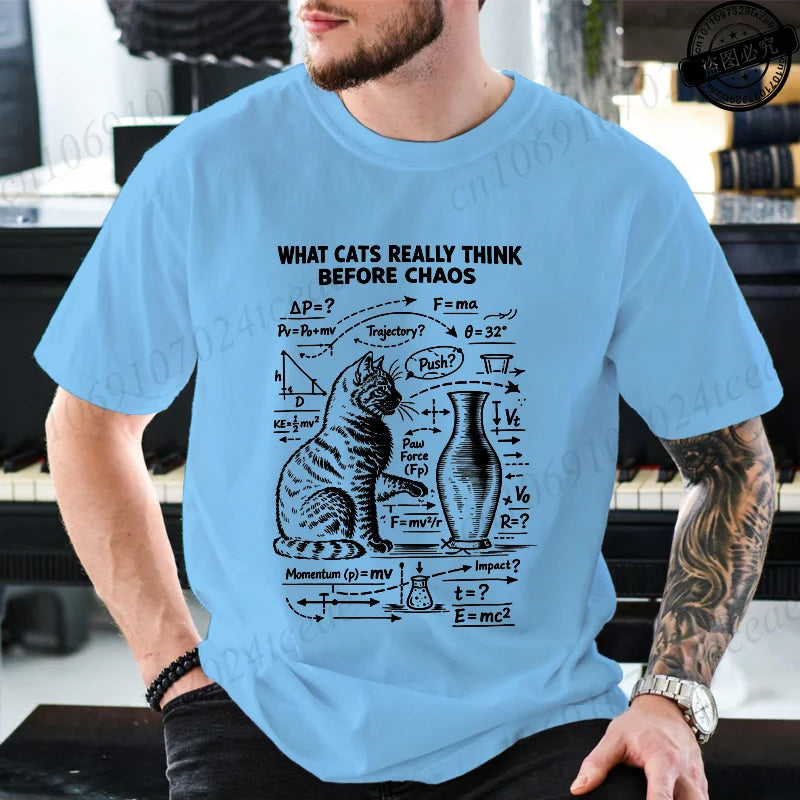 Funny Cat Science Printed Mens Graphic Tee Novelty Sarcastic Funny T-Shirt New Fashion Men Women T-Shirts Casual Short Sleeve