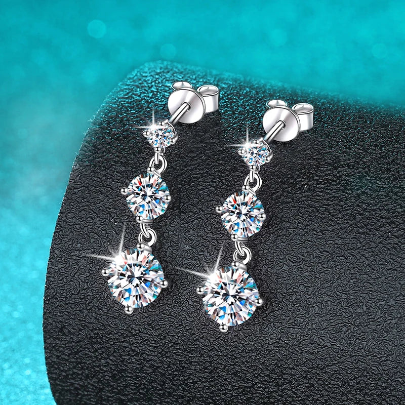 D VVS1 3.2CTTW Certified Moissanite Drop Earrings for Women Lab Diamond Wedding Jewelry 925 Sterling Silver Plated PT950