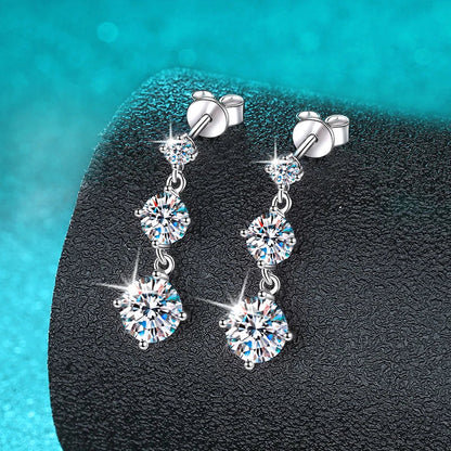 D VVS1 3.2CTTW Certified Moissanite Drop Earrings for Women Lab Diamond Wedding Jewelry 925 Sterling Silver Plated PT950