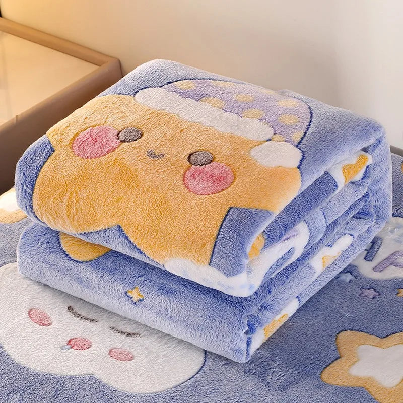 Cozy Floral Flannel Throw Blanket Soft Machine Washable All-Season Comfort with Cute Pink Strawberry Flower Design