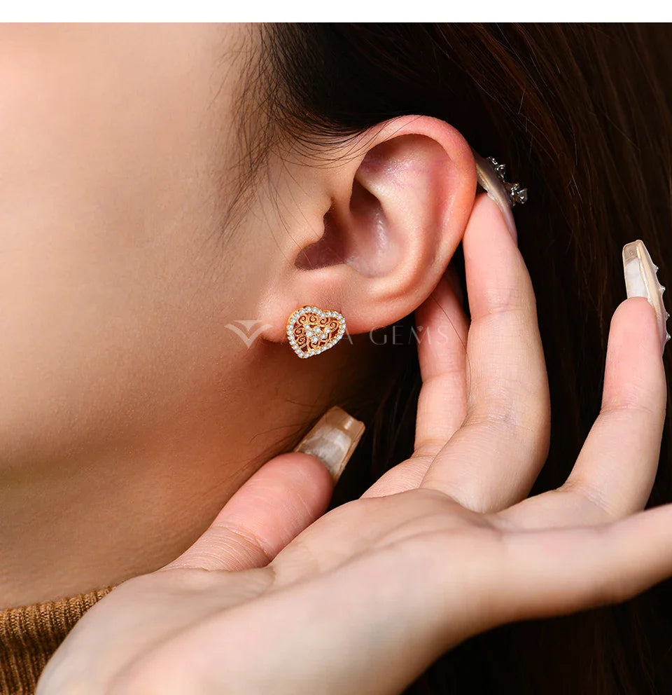 Luxury Heart Shape All Moissanite Earrings for Women D VVS1 Color s925 Sterling Silver Fine Jewelry Mother's Day Gifts