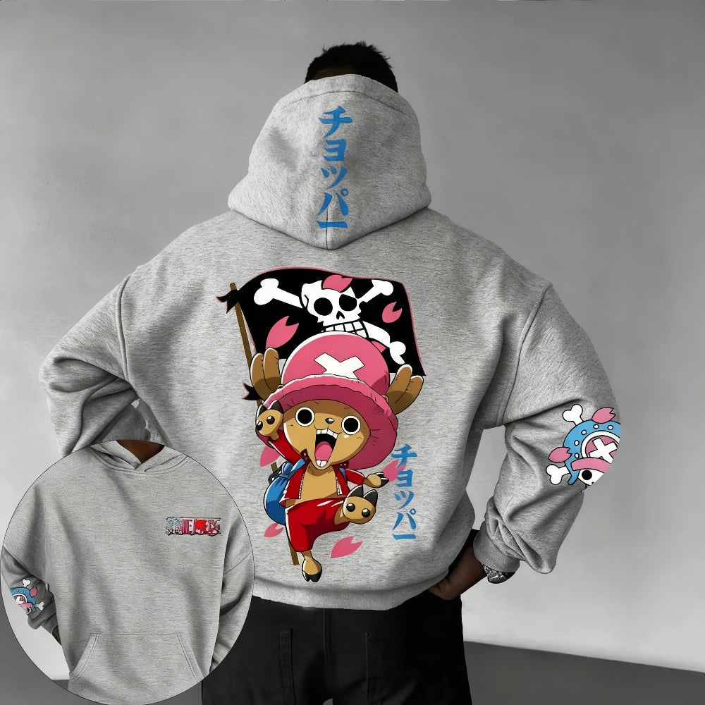 New ONE PIECE Men's Hoodie Sweater Tony Tony Chopper Japan Anime Summer Autumn New Boys Children's Long Sleeve Parent-Child Wear