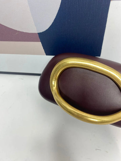 Big Gold Metal Closure Clutch Evening Bags For Women Luxury Designer Handbag And Purse Vintage Oval Box Chain Strap Shoulder