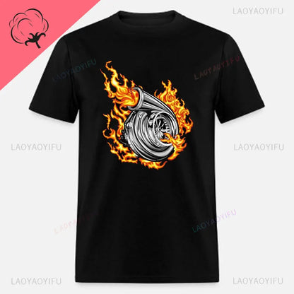 New Boost Turbo Engine Printing T-Shirt Car Parts Funny Mechanic Cotton Teemen 2024 Summer Fashion Top Personality Mans Clothing