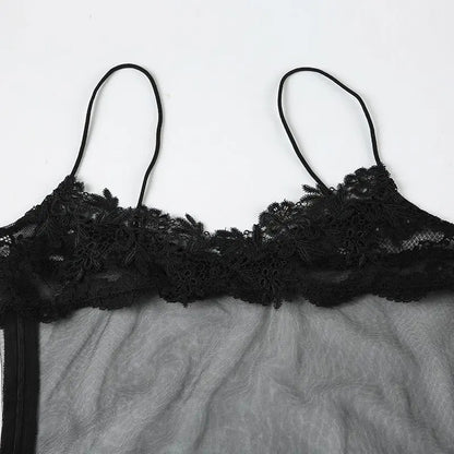 Sheer Lace Camisole Dress with Ultra Spicy and Lightweight Mesh; Sexy Dress for A Minority of Hot Girls