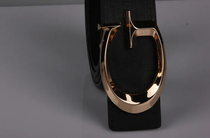 Men's and Women's Casual Fashion Belt  Korean Version Gold Buckle Belt Trendy I-shaped Buckle Belt