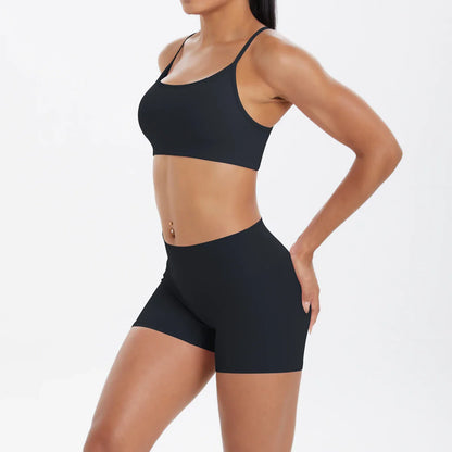 2PCS Yoga Clothes  Halter Yoga Top Set Fitness Gym Suit Crossover Back Sports Underwear Workout Gym Shorts Fitness High Waist