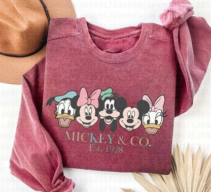 2026 Autumn Mickey Friends Peripheral Printed Hoodies Latest Fashion Sports Girls Spring Loose Couple Round-neck Hoodie