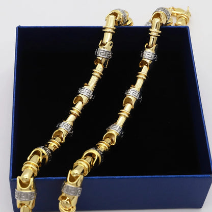 60cm 24in Punk Thick Chain Bicolor Gold-Plated Necklace For Men Women Hip Hop Luxury Copper Chain Dubai Jewelry Neck Party Gift