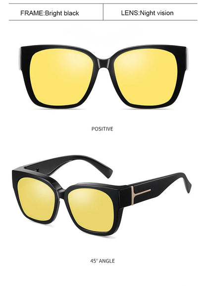 Women Polarized Sunglasses Men UV400 Night Vision Sun Glasses TR90 Big Eyeglasses Frame Driving Beach Anti Glare Shade Eyewear