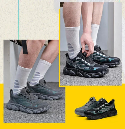 Rotating Button Tactical Boots Men Reflective Steel Toe Shoes Indestructible Work Sneakers Protective Safety Boots Size 47 48