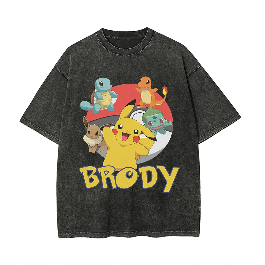 Vintage Wash T-Shirt Man Women Graphic Tee Short Sleeve Tee Loose Casual Tops Y2k Summer