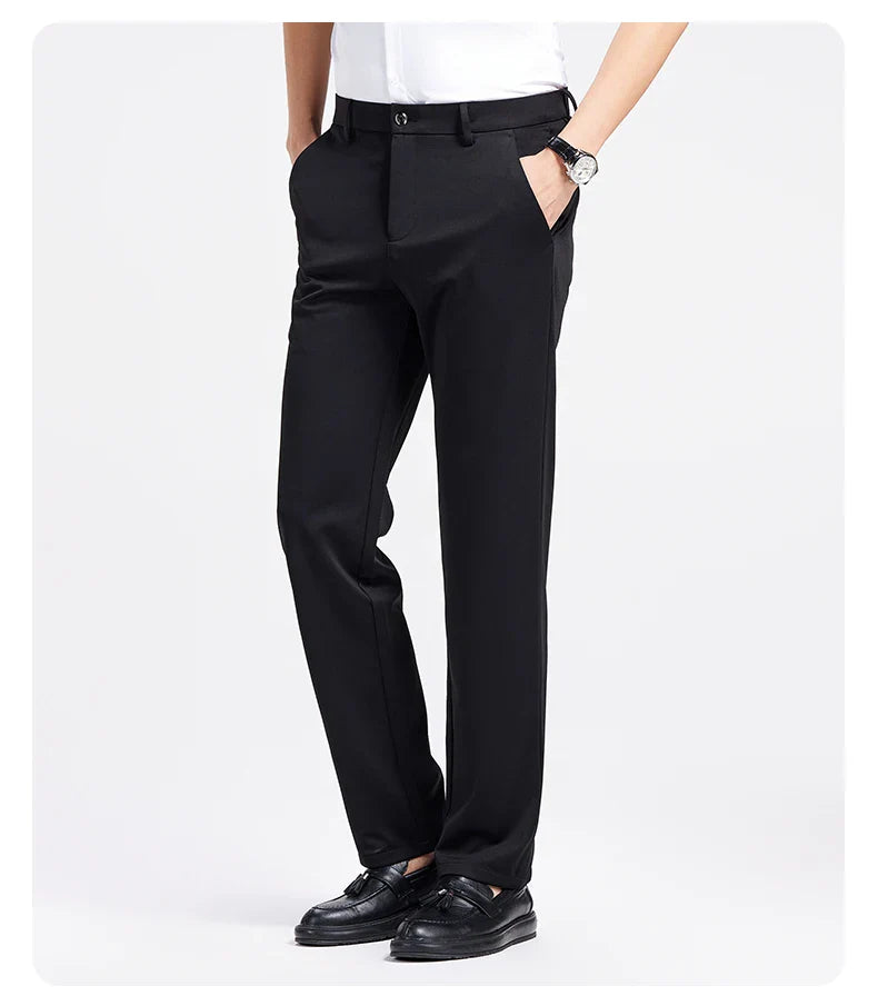 Men Spring Summer Thin Formal Dress Pants High Quality Elastic Waist Business Casual Suit Trousers Work Office Black Long Pants