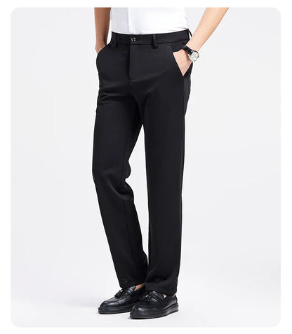 Men Spring Summer Thin Formal Dress Pants High Quality Elastic Waist Business Casual Suit Trousers Work Office Black Long Pants