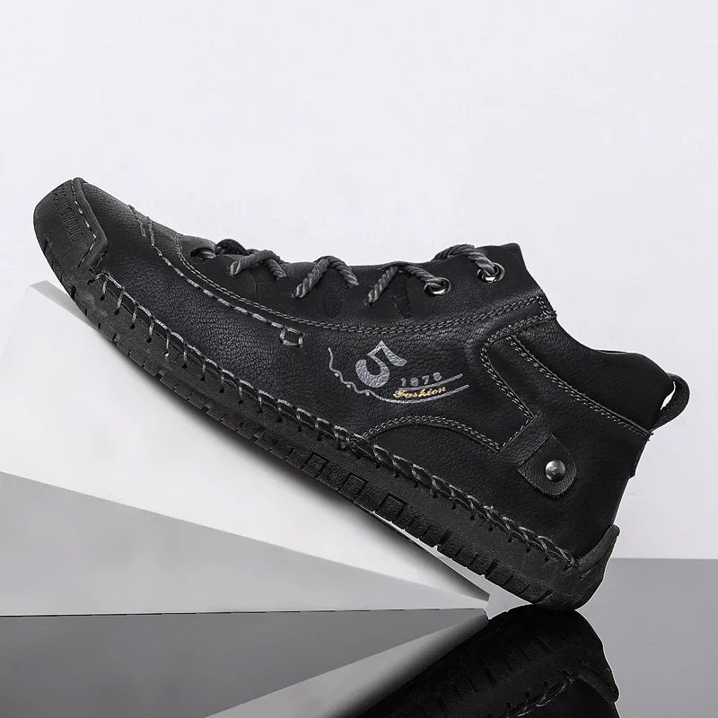 Handmade Leather Casual Men Shoes Winter With Fur Shoes Men Loafers Comfort Walking Shoes Men Flats Hot Sale Moccasins Shoes