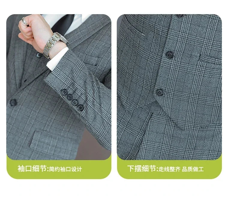 Hemp (blazer+Vest+Pants) Fashion Business Leisure Hosts Slim-fit Cotton Hemp Gentleman Wedding Work Wedding Suits for Men M-5XL