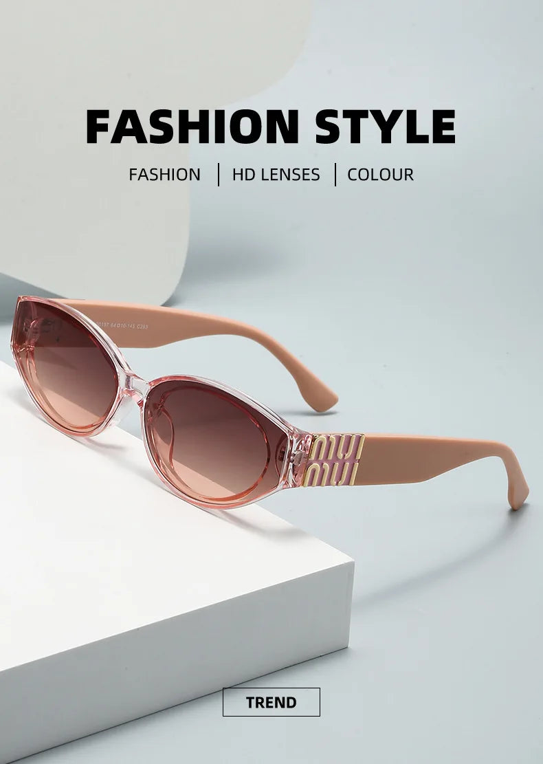 Glasses Stylish Fashion Designer Women Men Sunglasses Cute Oval Trending Shades Unisex Glamour Eyewear UV400