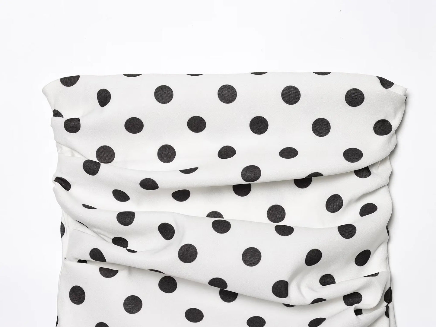 2025 New Women Sexy Strapless Polka Dots Print Pleated Slim Blouse Female Side Zipper Slim Shirts Blusas Chic Tops LS9264