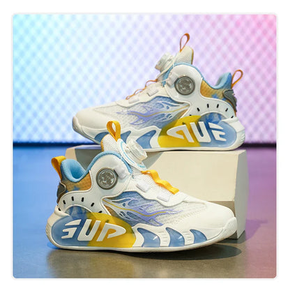 Rotary Buckle Children's Sports Shoes Fashion Orange Sports Shoes For Boys Girls Non-slip Platform Casual Sneakers Kids Trainers
