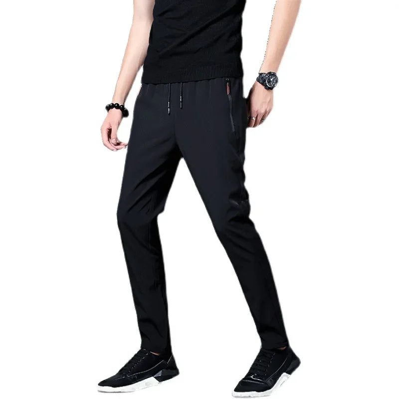 New Summer men's ice silk quick drying casual pants slim fit Korean version pants sports  Male Brand Clothing Trousersfor