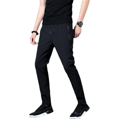 New Summer men's ice silk quick drying casual pants slim fit Korean version pants sports  Male Brand Clothing Trousersfor