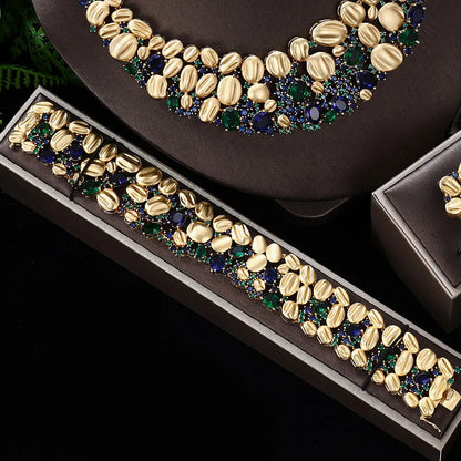 2023 Top 4 Ultra Luxury Cubic Zirconia Wedding Party Set Nigeria Dubai Jewelry Set Bridal Accessories