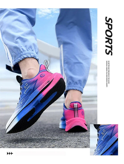 Men's Carbon Plate Running Shoes Soft Cushion Shock Absorbing Sports Shoes Unisex Sneakers Light Anti-Slip Training Shoes