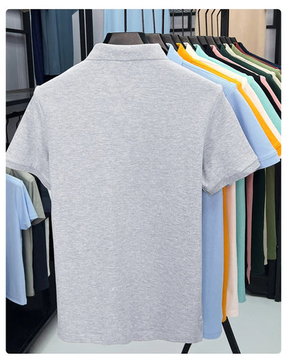 100% pure cotton high-end short sleeve polo shirt men's summer fashion new breathable Korean business casual golf brand T-shirt