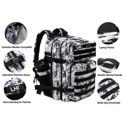 45L Tactical Backpack for Men and Women Large Athlete Gym Bag Outdoor Sports Hiking Survival Rucksack with Bottle Holder