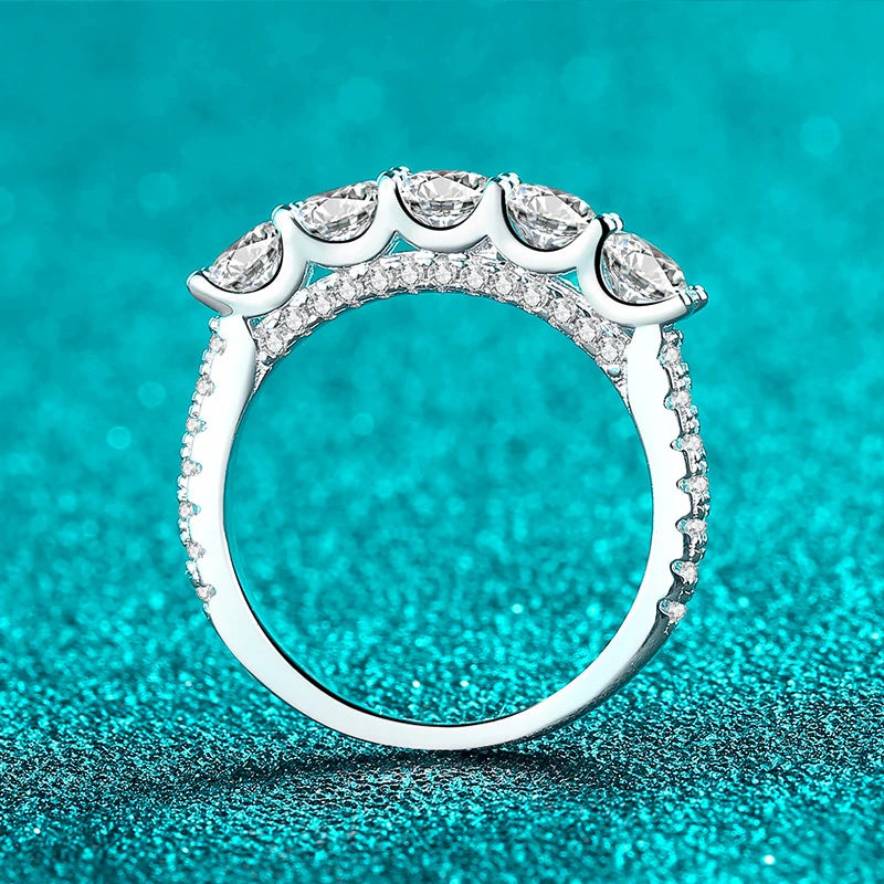 4mm Moissanite Ring 925 Sterling Sliver Solid with White Gold Plated Eternity Band Wedding Engagement Rings For Women