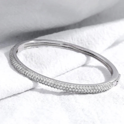 1.5mm 2.3CT All Moissanite Bangle for Women Luxury Quality Jewelry S925 Sterling Silver Bracelets Birthday Christmas Gift