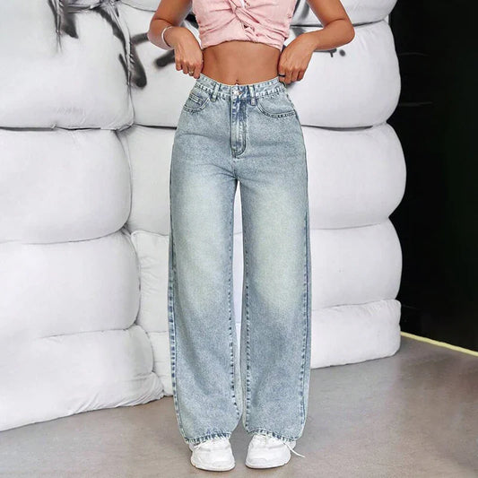 Women'S Straight Leg Jeans High Waisted Casual Wide Leg Pants