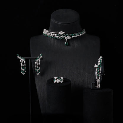 Luxury Choker Neck Necklaces Gift Set for Women Jewelry Sets Unique Color Cubic Zirconia Wedding Accessories