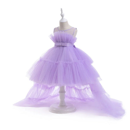 Elegant Tulle Bridesmaids Party Girls Dresses Summer Baptism Birthday Wedding Prom Princess Dress for Girl Christmas Kids Clohes