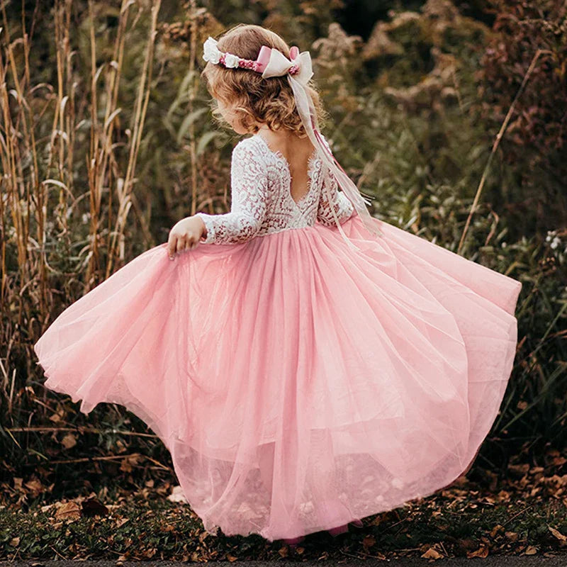 Vestido de Festa Princesa Renda para Menina Bebê Crianças Vestidos de Aniversário de Casamento de Verão Roupa Infantil 2 4 6 8 10 12 14
