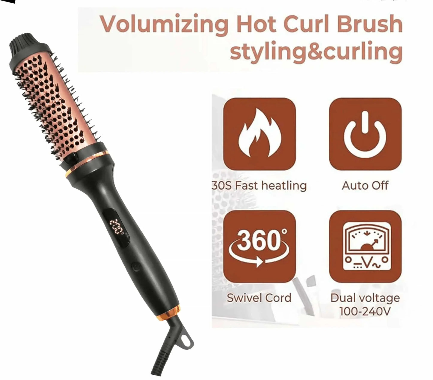 Thermal Brush Styling Comb Electric Fast Heating Anti Scald 3 in 1 Straightener Heated Brush Professional Hair Styling Brush