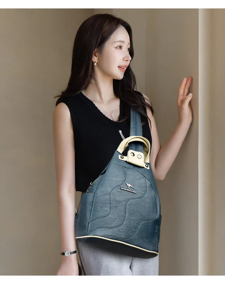 Women Leather Backpacks Zipper Female Chest Bag Travel Back Pack Ladies Bagpack Mochilas School Bags for Teenage Girls Sac A Dos