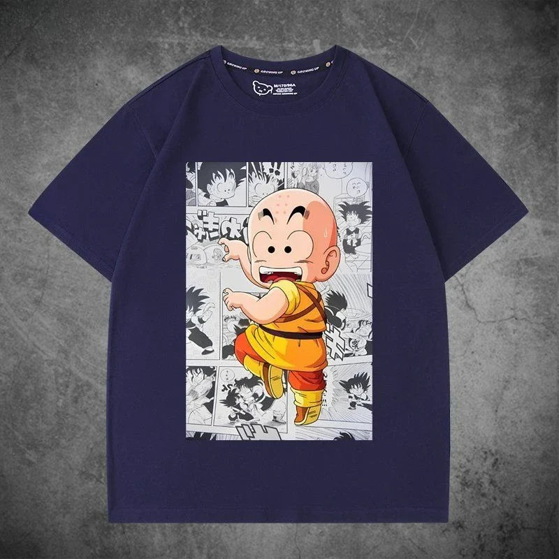 2026 Summer Dragon Ball Oversized T-shirt High Quality  Cotton Goku Manga Panel Print Unisex Retro Casual Tee for Adults Kids