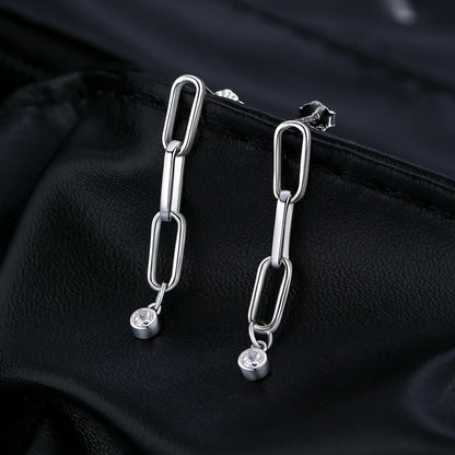 VVS1 Clarity D Color Moissanite Earrings 925 Sterling Silver Fashion Link Chain Stud Earrings For Women Fine Jewelry