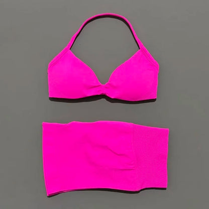 2 Piece Sports Yoga Set Sportswear Woman Gym Strappy Bra And Shorts Activewear Pilates Clothes Sports Workout Fitness Suit