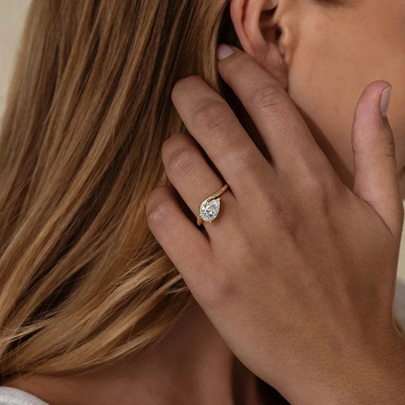 7*11MM 3Carat D Color Water Drop Moissanite Rings 18K Gold 100% 925 Sterling Silver Top Quality For Women Wedding Gifts