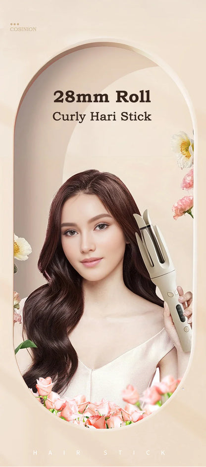 Negative Ions Automatic Hair Curler 28mm Electric Ceramic Curling Hair Stick Rotating Curl Waves Anti-Tangle Curling Iron Styler