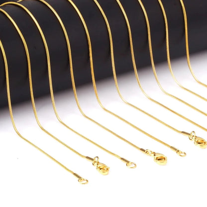 1MM/2MM/3MM Round Snake Chain Necklace For Women Men Gold Color Stainless Steel Herringbone Choker Fashion Jewelry Gift