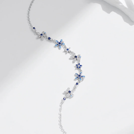 925 Sterling Silver Luxury Flowers Pave Setting CZ Brilliant Bracelets Fashion Daily Link Chain For Women Jewelry Gift