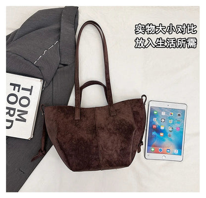 2025 Hot Sale Autumn Soft Women's Handbags Faux Suede Solid Color Large Capacity Shoulder Bag Casual Versatile Ladies Bags