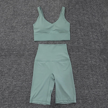 Nylon Short Sets Womens Clothing Sports Bra Cycling Shorts Workout Set Women's Tracksuit Gym Yoga Sexy Outfit Women 2023