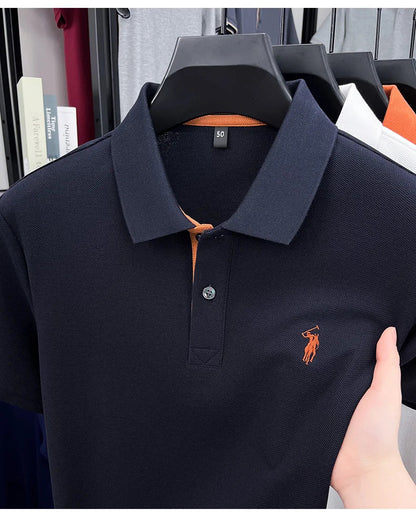 100% pure cotton high-end brand men's short sleeve polo shirt comfort lightweight summer casual T-shirt youthful fashionable top