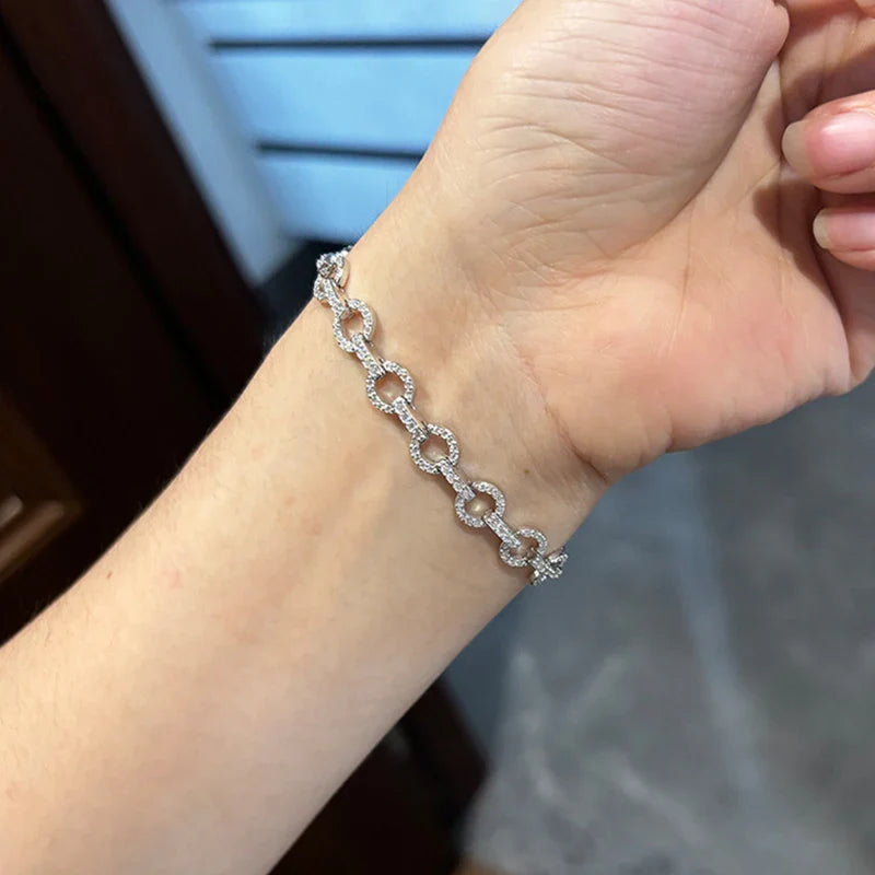 2025 Original Full Moissanite Tennis Bracelet for Woman Man 925 Silver Pass Diamond Tester Link Chain Bracelets 14-20cm