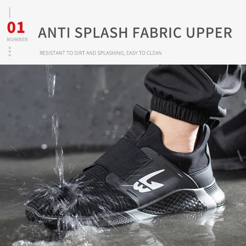 New Summer Safety Shoes Comfortable Men's Sports Shoes Lightweight Waterproof Sneakers Work Shoes Men's Steel Toe Work Boots