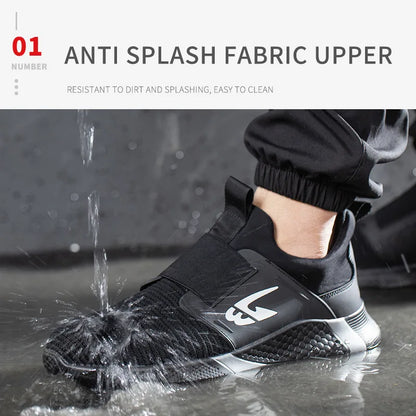 New Summer Safety Shoes Comfortable Men's Sports Shoes Lightweight Waterproof Sneakers Work Shoes Men's Steel Toe Work Boots